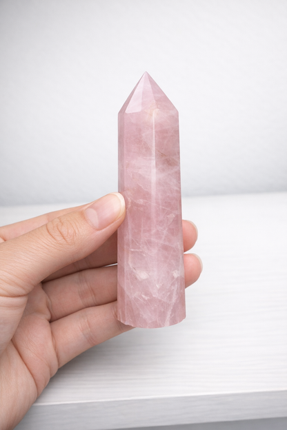 Rose Quartz Tower — Polished Crystal Point